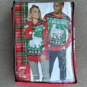 Spencer's Funny Ugly Christmas Sweater Naughty Holiday‎ F**king Merry Collector